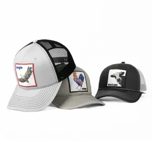 OEM özel tasarım hayvan şoför şapkası pamuk 6 Panel ağ spor kap aplike Trucker beyzbol şapkası