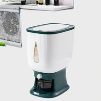 Conteneur de stockage automatique en plastique de 10 kg pour riz, céréales, farine, nourriture pour animaux de compagnie, organisateur de cuisine, seau distributeur, boîte