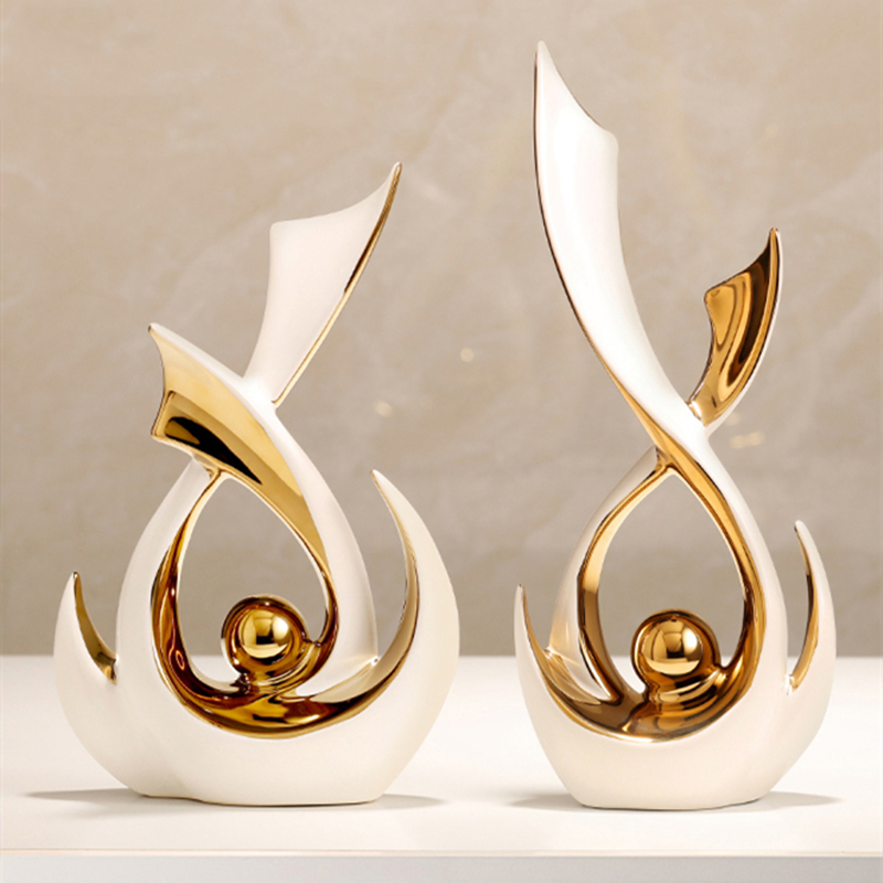 Tauzveok Sculptuur Deco, Abstracte Kunst Standbeeld, Decoratie Woonkamer, Slaapkamer Deco, Modern Appartement Decoratieve Items Sculpturen,Golden k