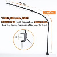 Lampe de bureau LED à pince métallique flexible, style européen moderne, noire, alimentée par USB, à intensité variable, pour la lecture et la chambre à coucher