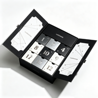 Boîte de calendrier de l'avent de luxe à double porte avec logo personnalisé, tiroirs en carton pour coffret cadeau cosmétique de Noël, vente en gros