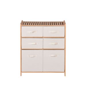 Bamboo <b>Drawer</b> Storage Cabinet 3 Tier <b>6</b> <b>Drawer</b> Natural Color Living Room Study Entryway Multipurpose Storage Rack - Product Image 5