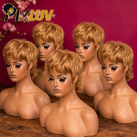 Wig Pixie Cut Grosir, Rambut Manusia, Wig Afro Keriting, Wig Pixie Full Lace, Warna Alami untuk Wanita Kulit Hitam, Rambut Vietnam Mentah