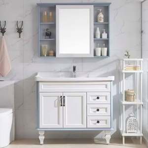 Classical <b>Light</b> Retro Style High Quality Customized Design Free Standing <b>Bathroom</b> <b>Vanity</b> for Public - Product Image 3