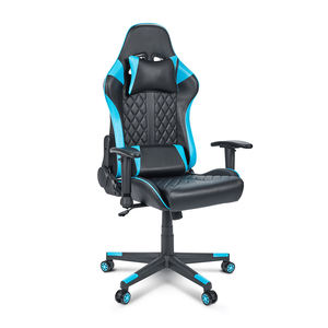 Chaise de jeu inclinable avec barre lumineuse LED RGB au design moderne, en cuir PU, échantillon gratuit pour les joueurs, vente en gros en usine bleue - Product Image 4