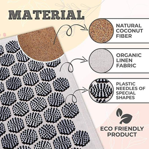 Tapis et oreiller d'acupression noirs en gros pour 2025, en lin écologique avec rembourrage en fibre de coco pour la relaxation musculaire - Product Image 4