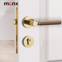 Serrure de porte intérieure en alliage de zinc, style chinois silencieux et moderne, style bois rétro original, serrure de porte de chambre, poignée de porte en bois grainé