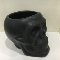 En Forme De crâne En Céramique Noir Pot