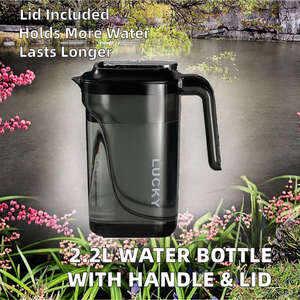 <span class=keywords><strong>Bouteille</strong></span> d'eau carrée en plastique de grande capacité 2,2 L avec poignée, pour camping, cuisine, salon, chambre, théière à fruits, usage domestique, avec couvercle - Product Image 2