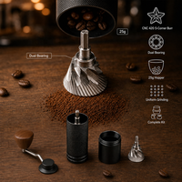 Moulin à café manuel à réglage interne, double roulement, portable, à meules coniques pour expresso et cafetière Moka, vente en gros directe usine