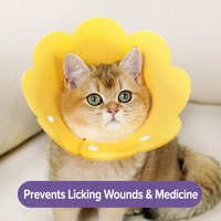 NOVIPET Elizabethan Collar Grosir Kerah Pelindung Lunak Motif Bunga yang Dapat Disesuaikan, E-Collar Ringan untuk Anjing dan Kucing Setelah Operasi