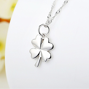 Collar con abalorio de trébol de <span class=keywords><strong>4</strong></span> hojas para parejas, colgante de planta, rompecabezas en blanco - Product Image 4