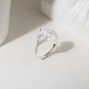 Bague éternelle en argent sterling 925 plaqué rhodium, bijoux fins pour mariage et fiançailles, diamant CZ taille poire, cadeau pour fête et anniversaire - Product Image 5