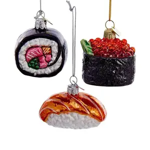 Formas personalizadas comida temática adorno de Navidad al por mayor de vidrio soplado pintado a mano verduras adornos de árboles frutales