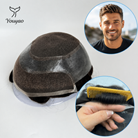 Prothèse capillaire pour homme en dentelle suisse avec base en PU, densité 120%, cheveux raides, ligne de cheveux invisible, toupet