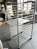 Vente chaude de qualité alimentaire 304 en acier inoxydable four plateau de cuisson chariot plate-forme pain boulangerie chariot avec roues et roulettes