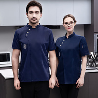 Personnalisé Unisexe Cuisine Hôtel Chef Uniforme Cuisinier Chemise à Manches Courtes Respirant Chef Veste Vêtements