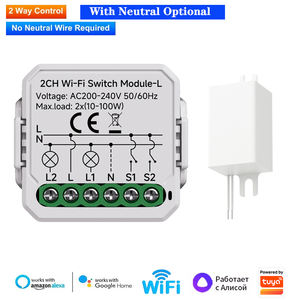 Module d'interrupteur intelligent Wi-Fi, pas de fil neutre requis, relais de disjoncteur 2 3 4 gangs, neutre en option, Alexa <span class=keywords><strong>Hey</strong></span> <span class=keywords><strong>Google</strong></span> 240V 10A - Product Image 2