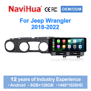 Navihua Nouveauté 12.3'' Autoradio Android GPS Navigation Multimédia Carplay Auto Stéréo pour Jeep Wrangler JL 2018-<span class=keywords><strong>2022</strong></span> - Product Image 1