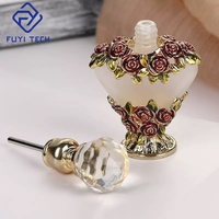 Flacon en verre vintage en forme de cœur de 5 ml avec décor de rose, flacon d'huile de parfum élégant et rechargeable, processus personnalisé disponible