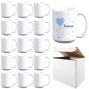 White Sublimation Classic Ceramic Coffee <b>Mug</b> 15 oz Blank Porcelain Dishwasher Safe Eco-Friendly Home Gift <b>Box</b> Custom Logo - Product Image 1