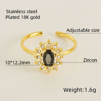 Bagues de bijouterie fine plaquées or en acier inoxydable personnalisées Bagues de doigt pour femmes incrustées de double couche de zircons cubiques étanches