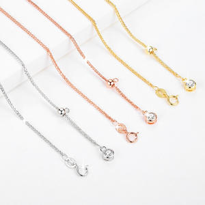 S925 Collar de plata de ley para mujer Cadena <span class=keywords><strong>Chopin</strong></span> Ajuste de extensión retráctil Cadena universal Chapado en oro rosa de 18K - Product Image 2