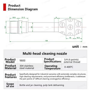 فوهة تنظيف متعددة الرؤوس عالية الضغط من الفولاذ المقاوم للصدأ مع رشاش هوائي ذو خيوط خارجية للتبريد وإزالة الغبار - Product Image 3