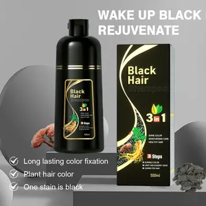 In Stock 3 In 1 Best Herbal China Fast Magic Ammonia Free Cover Grey Hair Dye Ginseng Black Shampoo