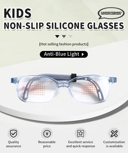 새로운 유행 유연한 경첩 사원 안전 안경 기하학적 패턴 실리콘 TR90 어린이 블루 안티 라이트 안경 프레임 - Product Image 3