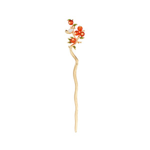 Persimmon Blessing Hairpin 15 Cm Copper Wedding Women's Hair Fork - Product Image 5