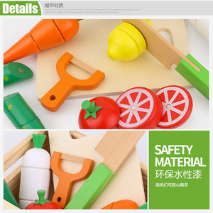17 pièces - Jouets de cuisine éducatifs en bois pour enfants, jeu de découpe de fruits et légumes, pour garçons et filles - Product Image 4