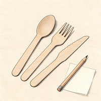Ensemble de couverts en bois biodégradable personnalisé et écologique de 16 cm, couteau, cuillère, fourchette jetables pour fête