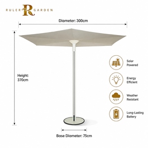 Parasol inversé moderne <span class=keywords><strong>à</strong></span> LED solaire <span class=keywords><strong>de</strong></span> 3 m, pliage rapide manuel, parasol d'extérieur pour patio et jardin - Product Image 2