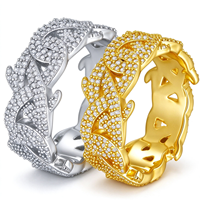 Bague unisexe classique Hip Hop en argent sterling S925 pavée de moissanite D VVS1, style cubain à motif épines et bulles, pour cadeau, fête ou usage quotidien