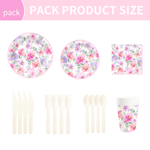 DAMAI - Juego de Vajilla Desechable con Diseño de Flores para Fiestas de Cumpleaños Infantiles, Incluye Platos de Papel, Servilletas y Mantel - Product Image 6