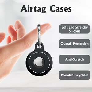 Protezione generale in <span class=keywords><strong>Silicone</strong></span> antigraffio impermeabile Airtag <span class=keywords><strong>Cover</strong></span> con portachiavi in acciaio inox per <span class=keywords><strong>Apple</strong></span> Airtag collare cane - Product Image 2