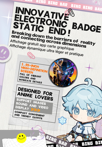 Badge électronique BW01 avec écran de 1,85 pouce, images dynamiques <span class=keywords><strong>GIF</strong></span>, batterie 380 mAh, jeux, fonds d'écran personnalisables, multilingue, affichage permanent, badge anime - Product Image 3