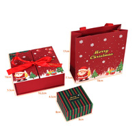 Boîte cadeau de Noël double ouverture pour bijoux avec rose en savon pour collier, boucles d'oreilles, bague – Emballage cadeau festif
