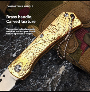Navaja de Bolsillo para EDC, Navaja Plegable con Llavero, Mango de Latón, Regalos de Moda para Kit de Supervivencia al Aire Libre - Product Image 3