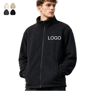 Wholesale Heavyweight <b>Zip</b>-<b>up</b> Stand Collar <b>Fleece</b> Sweatshirts Jacket Winter High Quality Embroidered Shearling Jacket <b>Men</b> - Product Image 1