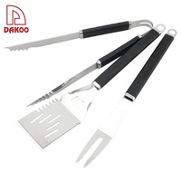 Kit BBQ Extérieur Camping Portable En Acier Inoxydable Barbecue Griller Ustensile Accessoires 3Pcs BBQ Outils Ensemble Avec Couvercle En PVC