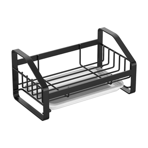 Porte-outil multifonctionnel pour le nettoyage de la cuisine Porte-éponge en métal Porte-éponge <span class=keywords><strong>noir</strong></span> mat pour évier Porte-éponge avec égouttoir - Product Image 1