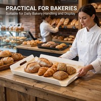 Plateau de présentation rectangulaire en plastique ABS écologique pour pâtisseries, idéal pour les supermarchés, boulangeries et cafés