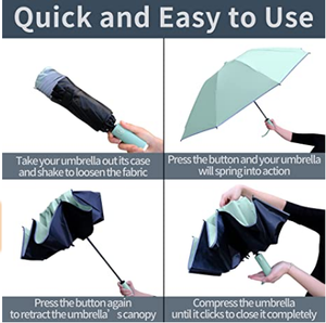 Paraguas UV <span class=keywords><strong>de</strong></span> Protección Solar, Compacto, Resistente al Viento, Plegable Automático, Invertido, para Viajes en Auto, Portátil - Product Image 5