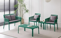 Ensemble de canapés en maille plastique d'extérieur avec coussins, ensemble de meubles de conversation pour patio, jardin, balcon, salon