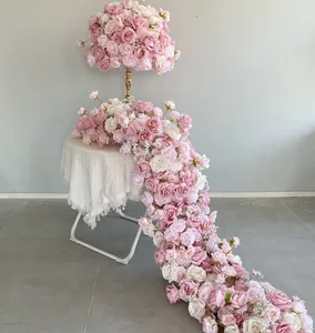 Fournitures pour événements, décoration de mariage, fleurs roses en soie, support Floral, chemin, arche, toile de fond, centres de Table pour Table de mariage