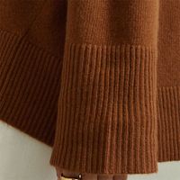 Sweater rajut wol kasmir wanita, pakaian hangat Turtleneck depan Solid kasual musim gugur panjang longgar