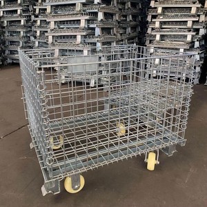 כלוב מתכת קריסת מגולוון עם גלגלי רשת רשת תיל מרותכת צורה חור מרובע לשימוש גדר - Product Image 1