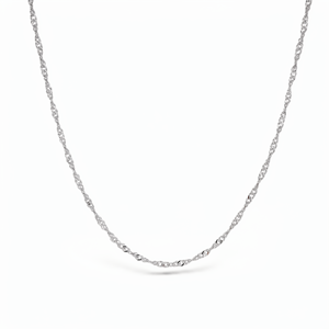 Soft <b>Delicate</b> Wave Textured White Pt950 Fine Cable Chain <b>Necklace</b> Unisex Dainty Stackable Luxury Platinum Jewelry Gift - Product Image 4